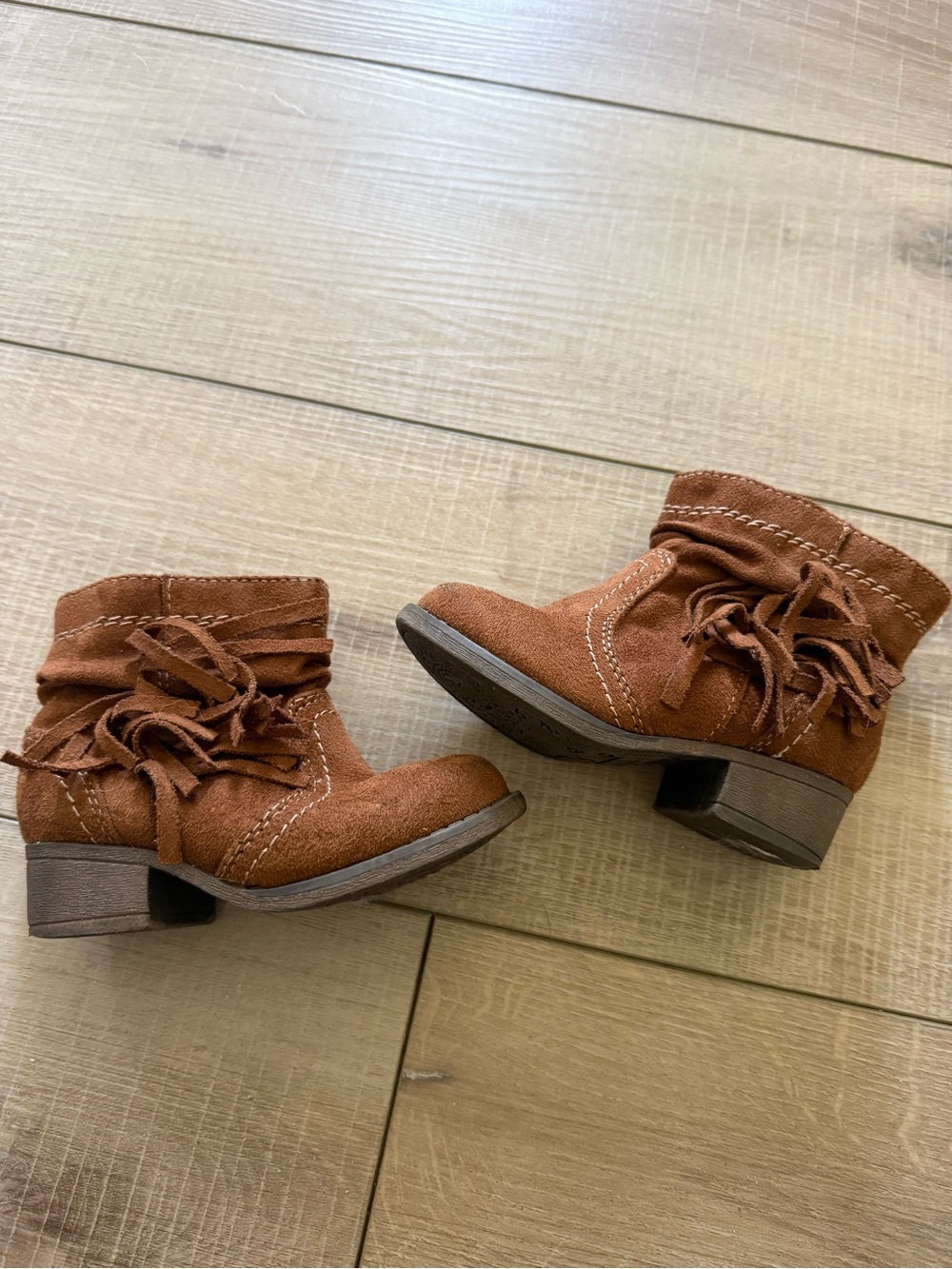 Kids Brown Fringe Ankle Boots